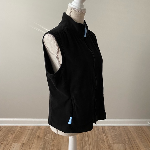 Black Zip Fleece Vest Light blue details - Picture 2 of 10